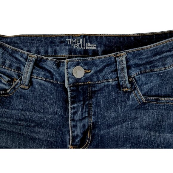 Womens Dark Wash Jeans size 10 Petite Straight Cotton Blend JH158889 - Picture 3 of 4